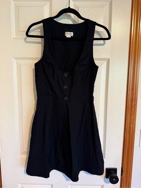 Anthropologie Black Sleeveless Button-Front Mini Dress